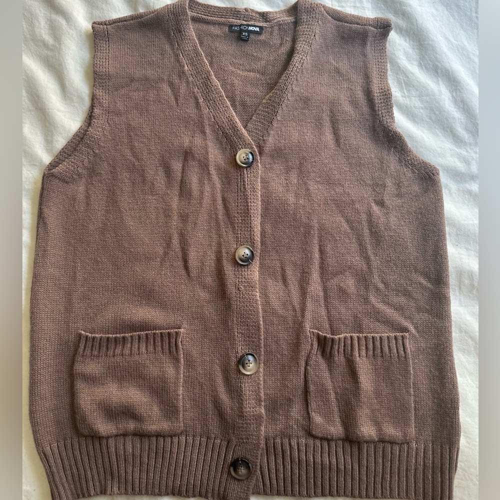Zara Brown Knit Sweater Vest